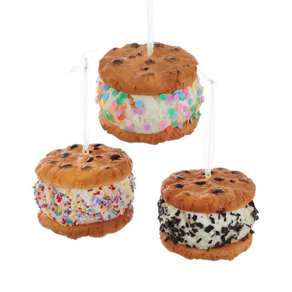 Kurt Adler Set Of 3 Foam Ice Cream Sandwich Ornaments